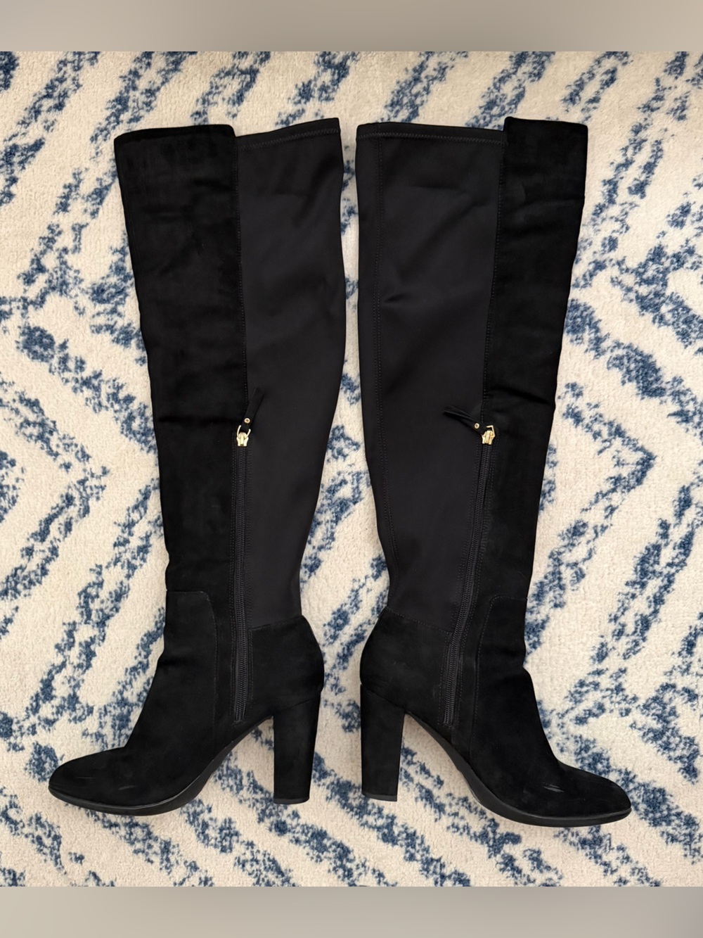 Kelly and Katie Black Over-the-Knee Block Heel Boots